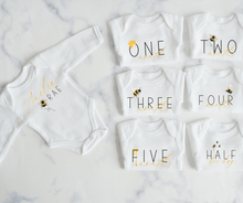 Load image into Gallery viewer, Bee Monthly Milestone Onesie Set