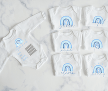 Load image into Gallery viewer, Blue Rainbow Monthly Milestone Onesie Set