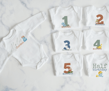 Load image into Gallery viewer, Dinosaur Monthly Milestone Onesie Set