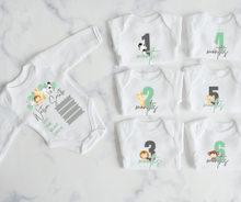 Load image into Gallery viewer, Safari Monthly Milestone Onesie Set