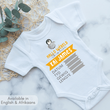 Load image into Gallery viewer, Penguin Birth Announcement Onesie