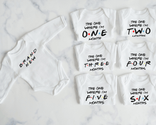 Load image into Gallery viewer, F R I E N D S Monthly Milestone Onesie Set