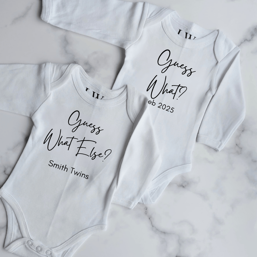 Guess What Twin Onesie Set