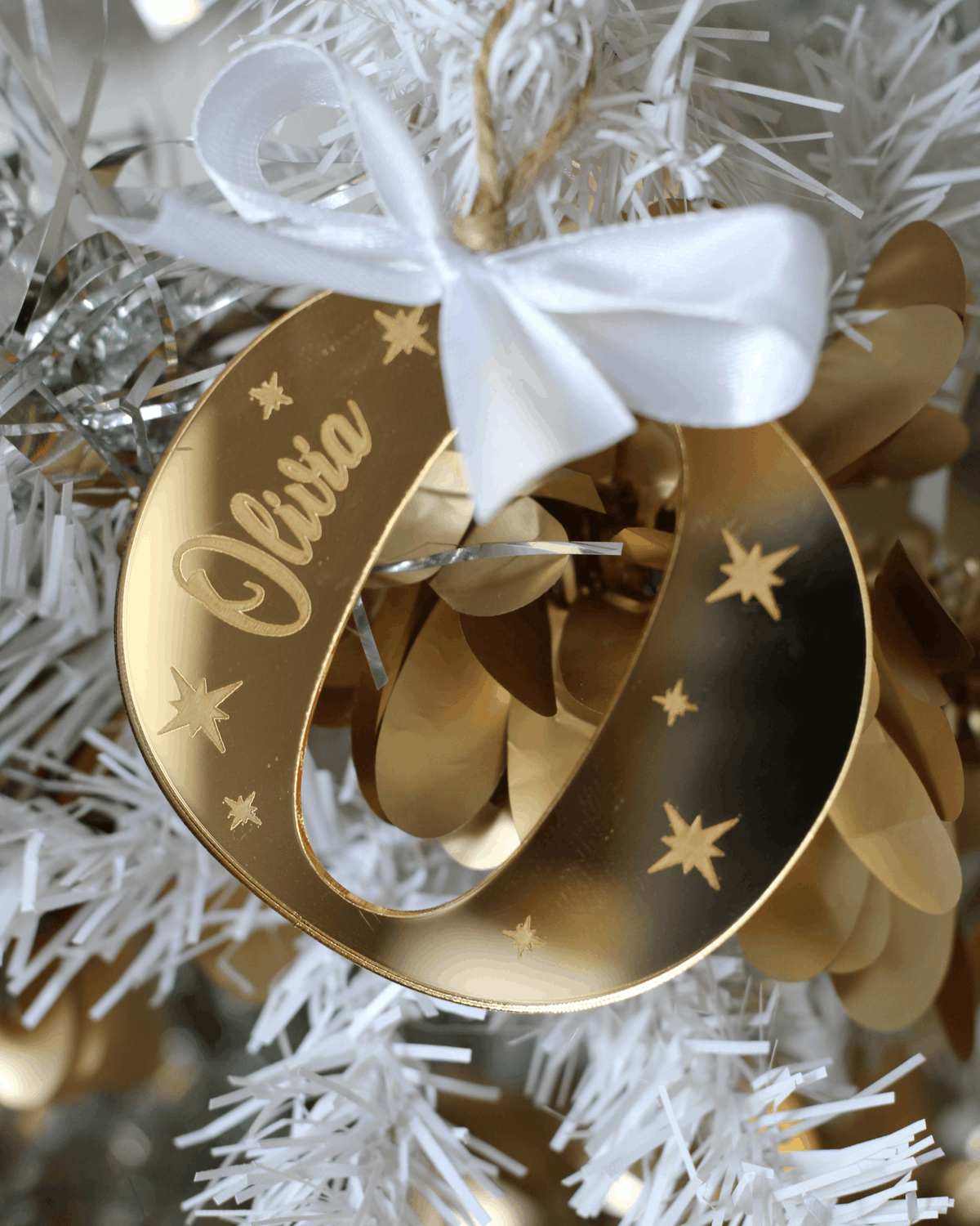 Personalised Gold Mirror Initial Christmas Ornament | Christmas