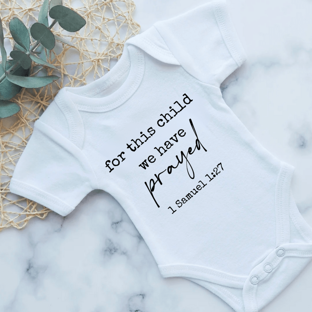 Boys' - Instant Message - For This Child We Have Prayed Baby Graphic One Piece