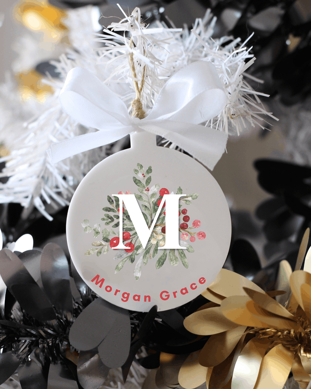 Leafy Acrylic Christmas Ornament