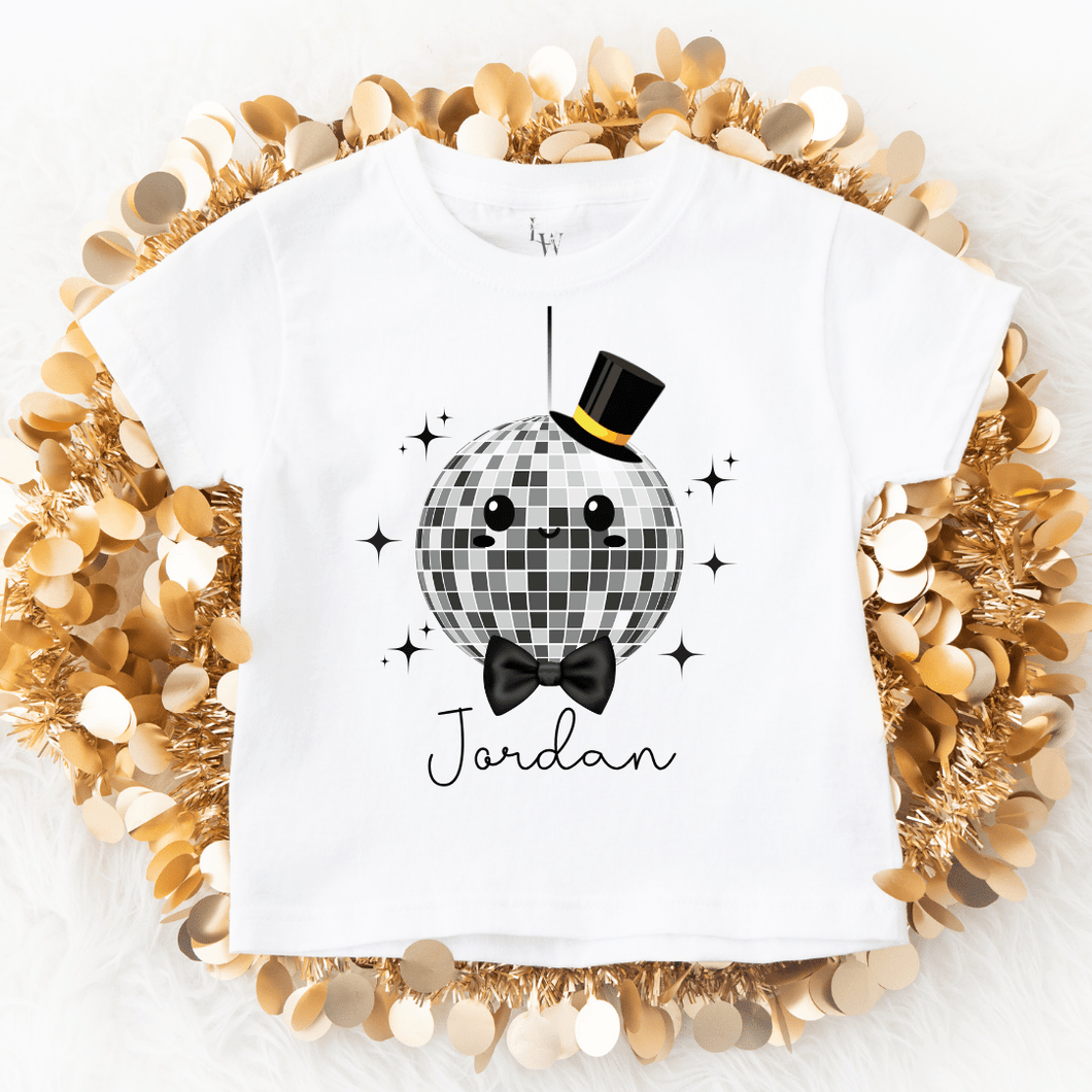 Silver Disco Ball New Year Kids Shirt