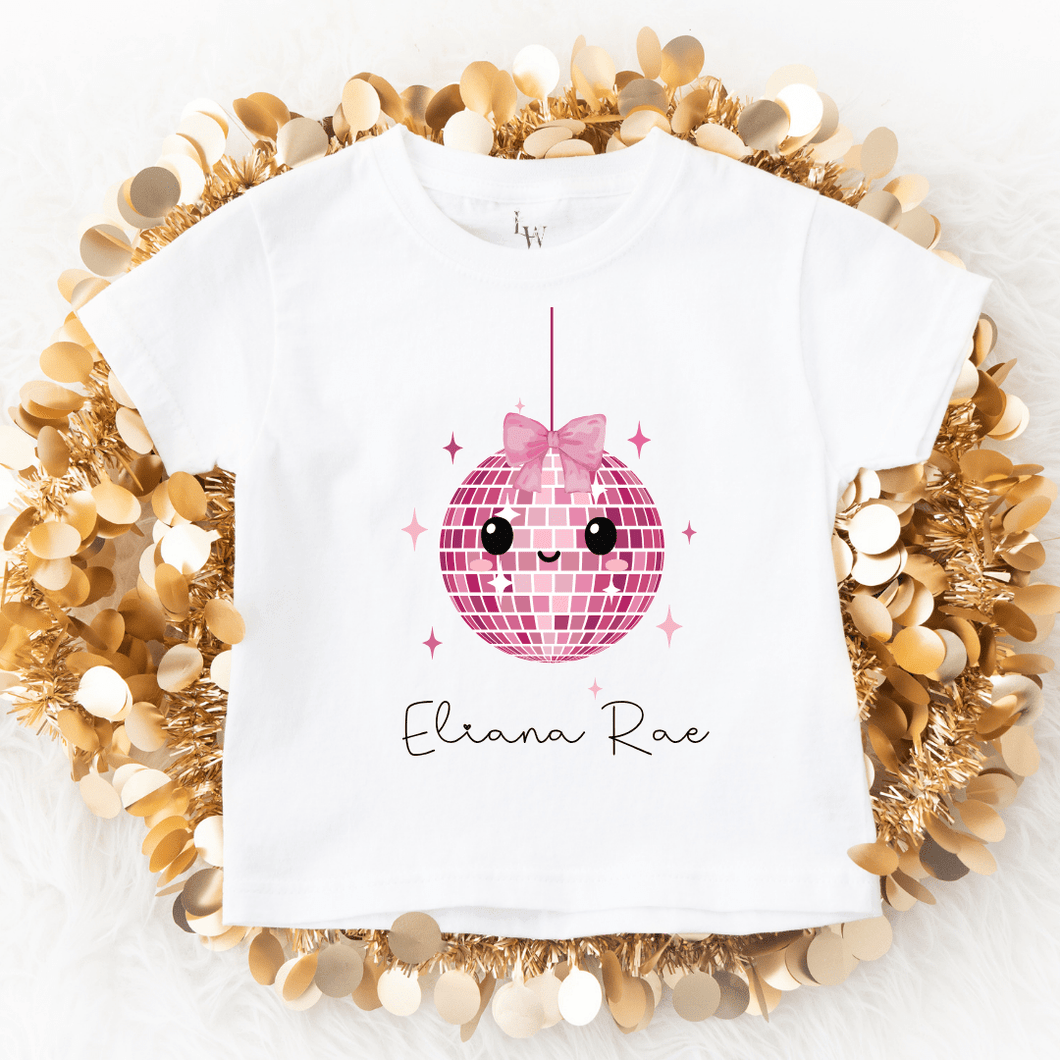 Pink Disco Ball New Year Kids Shirt