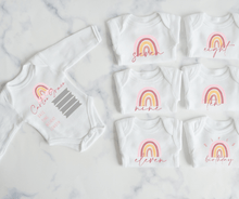 Load image into Gallery viewer, Pink Rainbow Monthly Milestone Onesie Set
