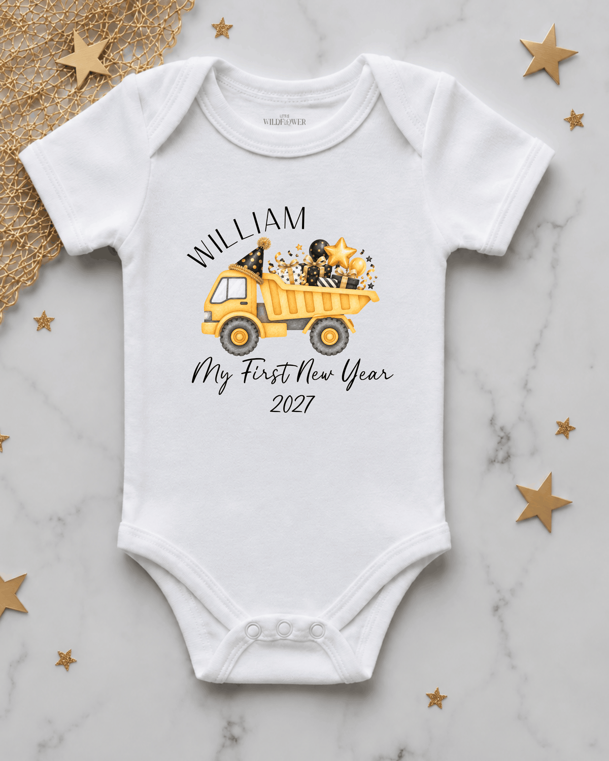 Personalised Construction First New Year Onesie | New Year