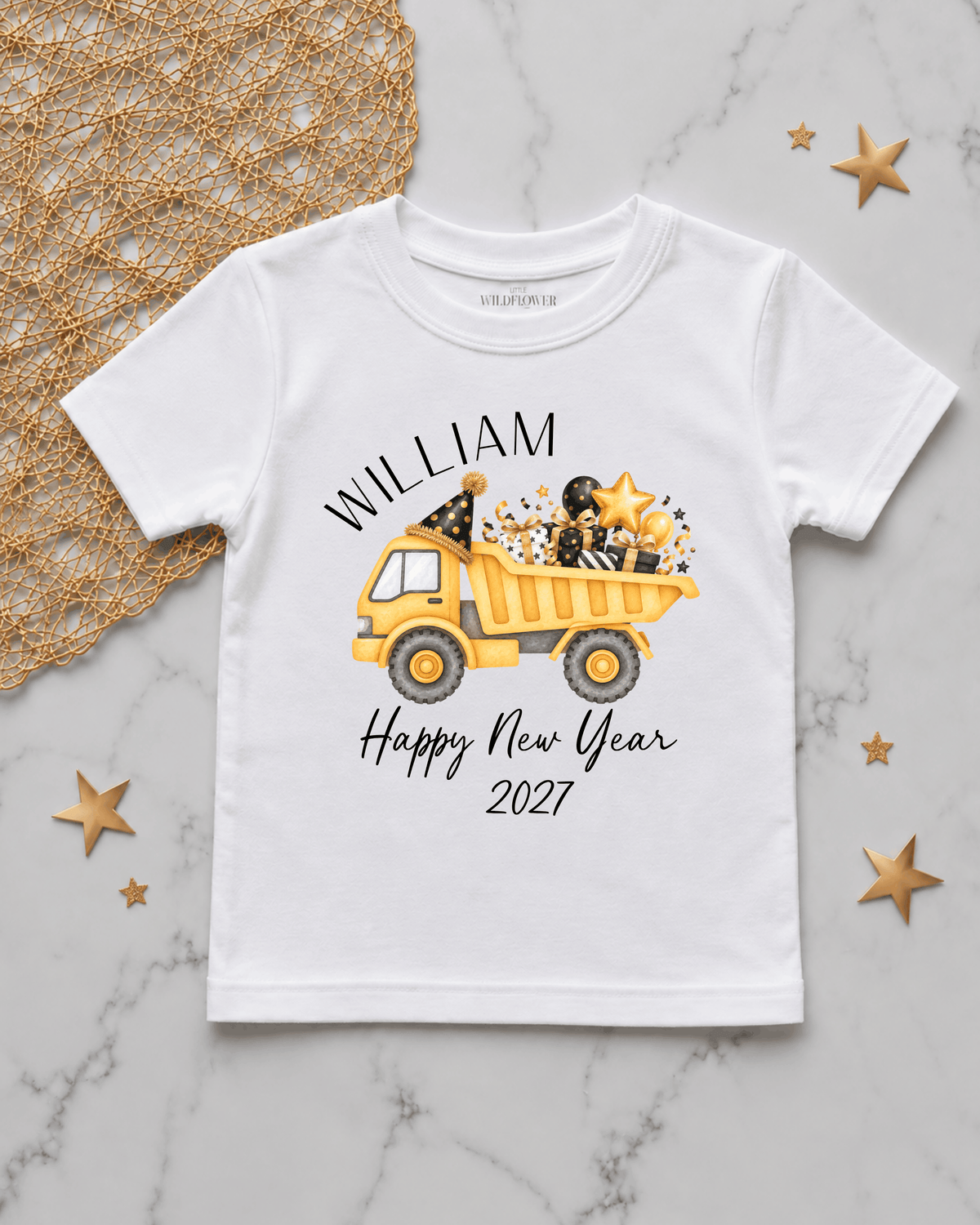 Personalised Construction Kids T-Shirt | New Year