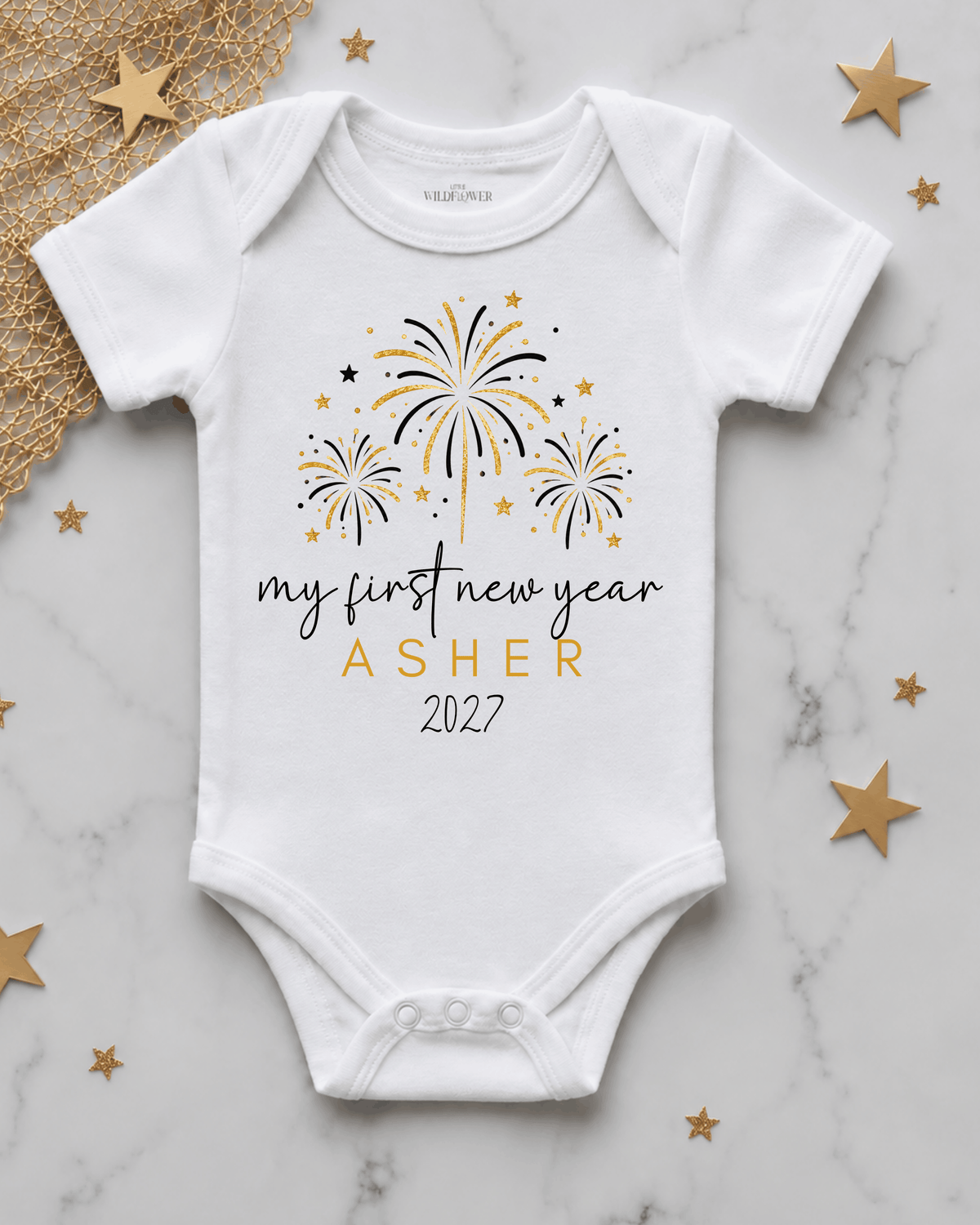 Personalised Fireworks First New Year Onesie | New Year