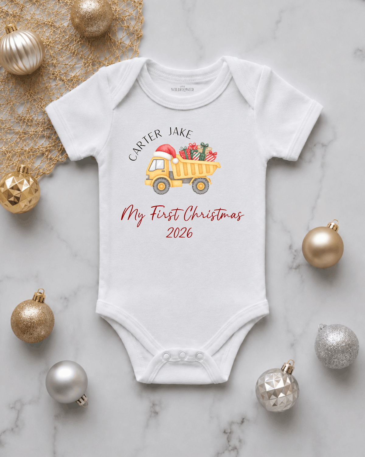 Personalised Construction First Christmas Onesie | Christmas
