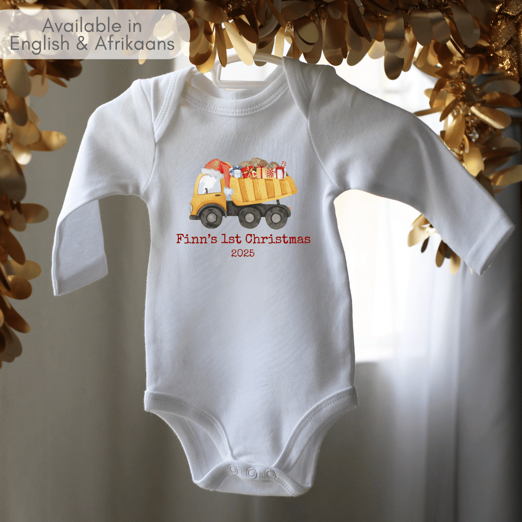 Festive Construction First Christmas Onesie