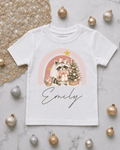 Personalised Rainbow Raccoon Kids T-Shirt | Christmas