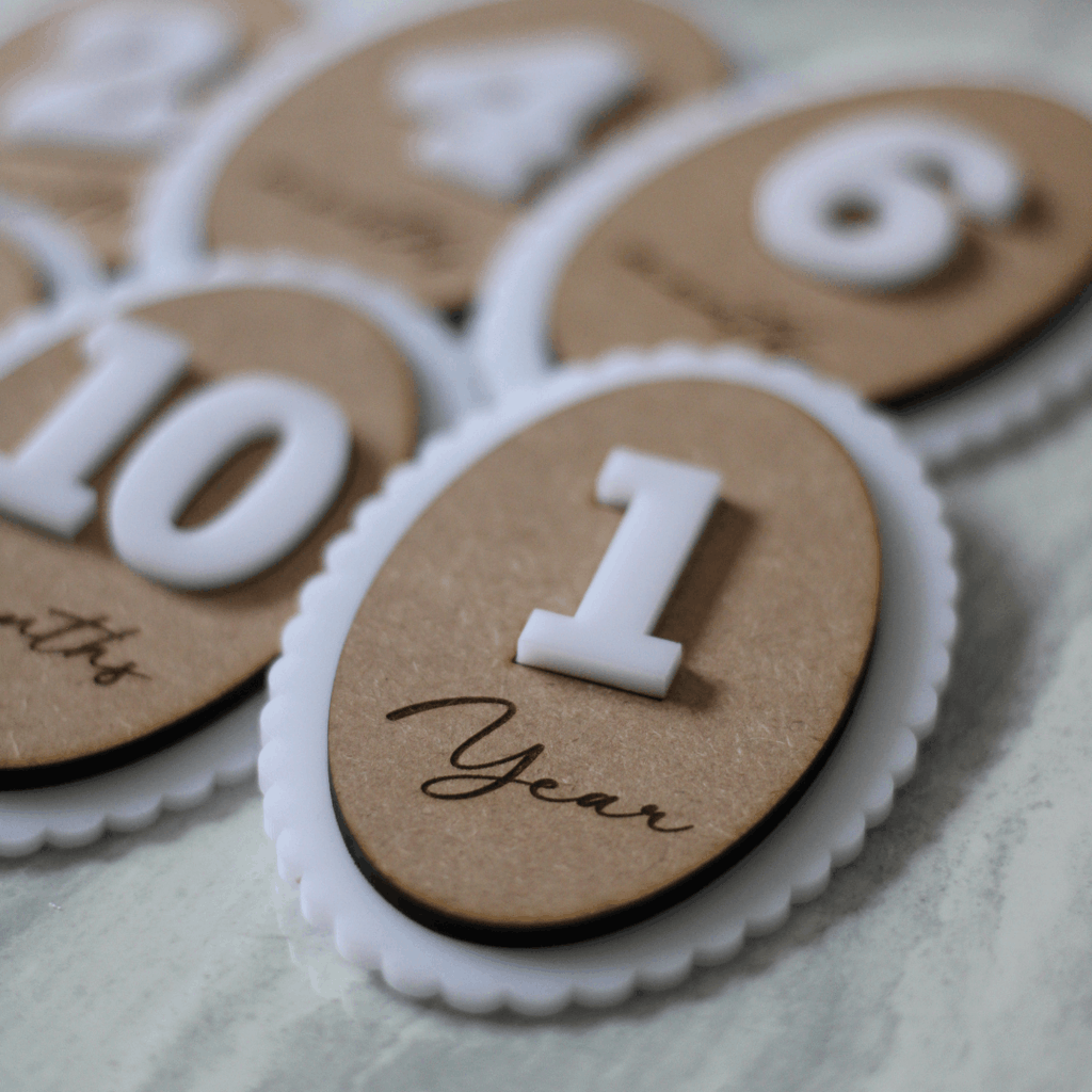 Scalloped Wooden Milestone Discs