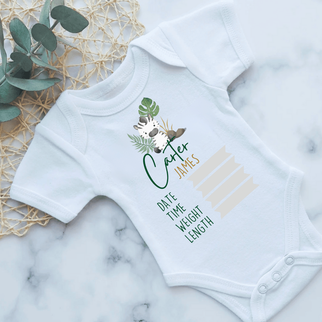 Zebra Birth Announcement Onesie