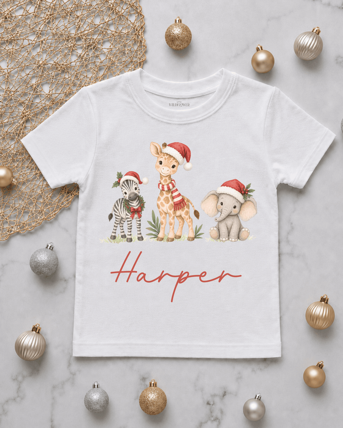 Personalised Safari Kids T-Shirt | Christmas