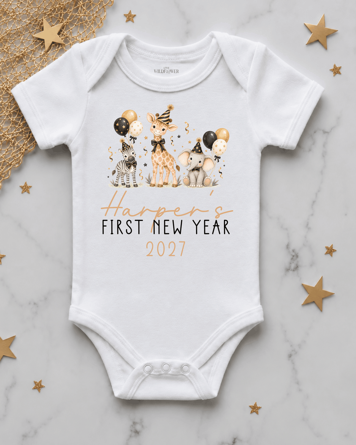 Personalised Safari First New Year Onesie | New Year