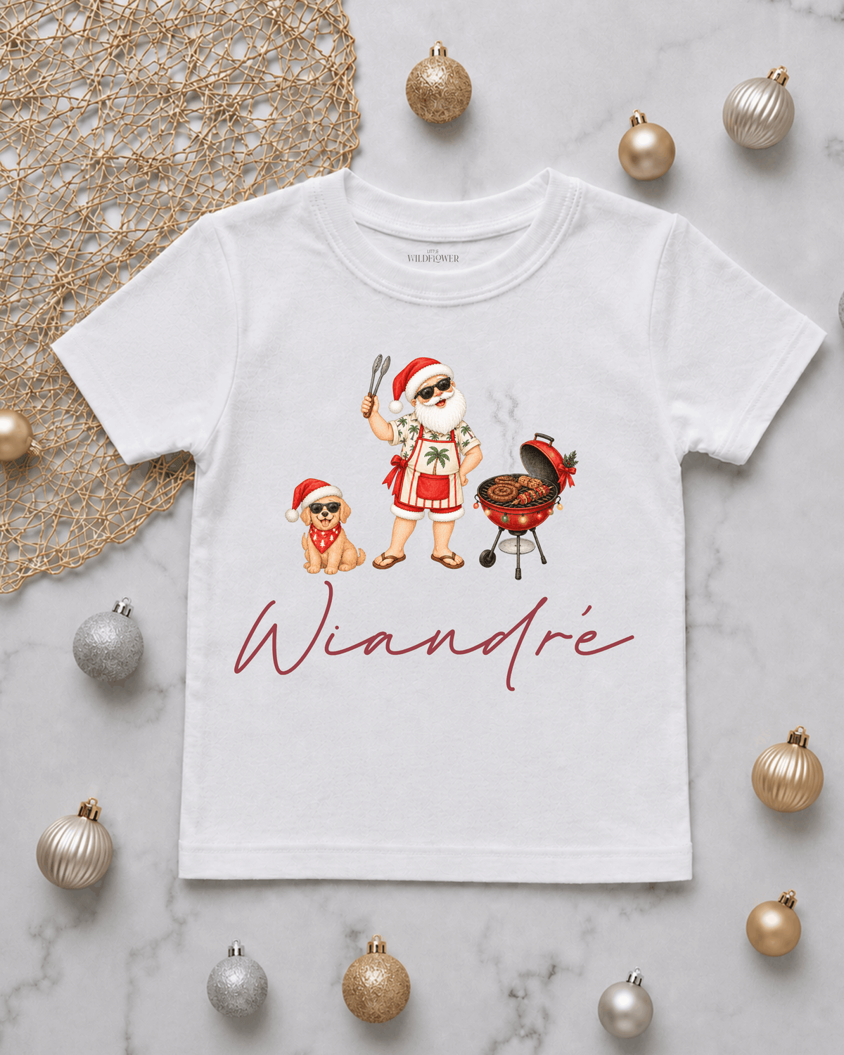 Personalised Braai Santa Kids T-Shirt | Christmas