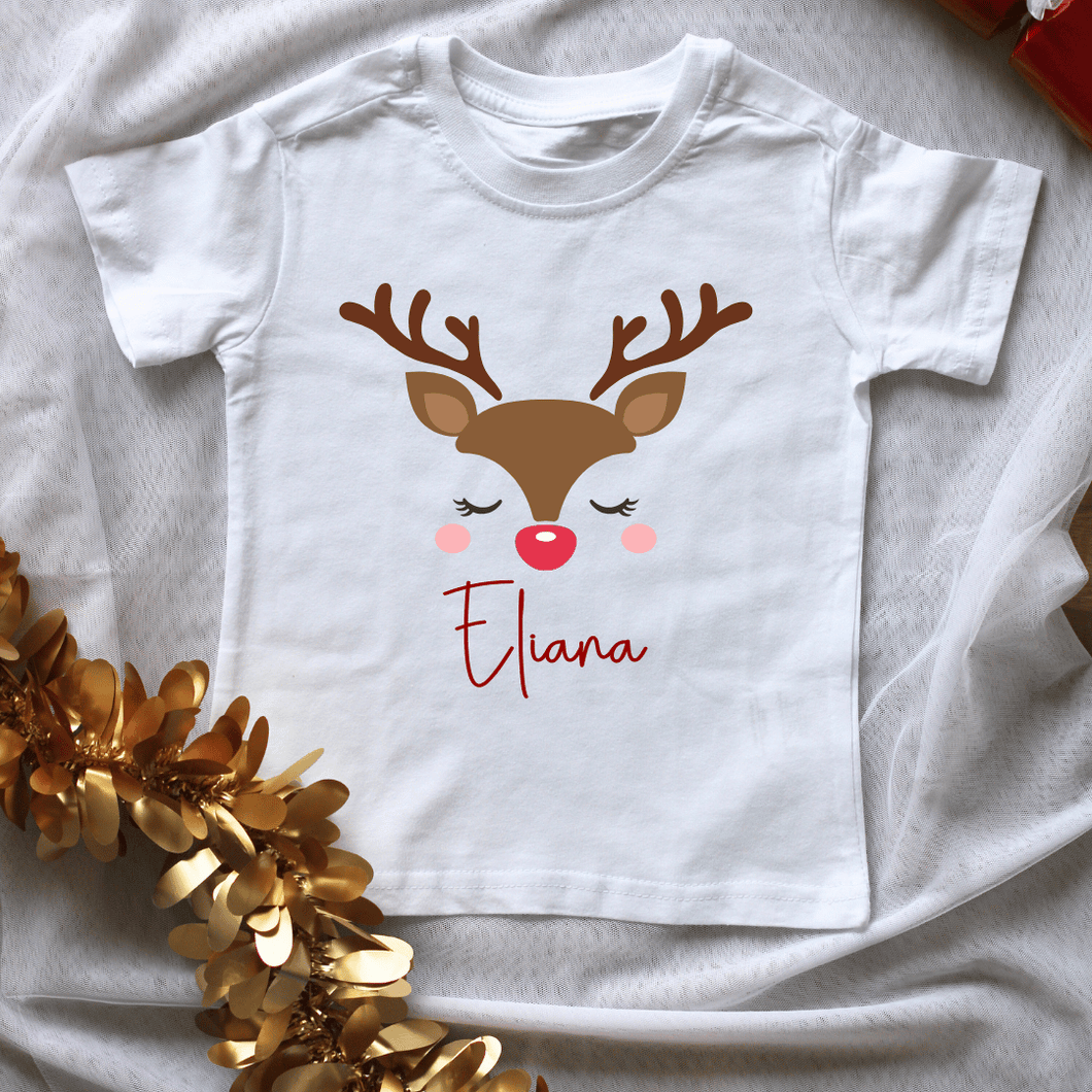 Girl Reindeer Christmas Kids Shirt