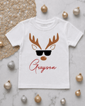 Personalised Sunglasses Reindeer Kids T-Shirt | Christmas