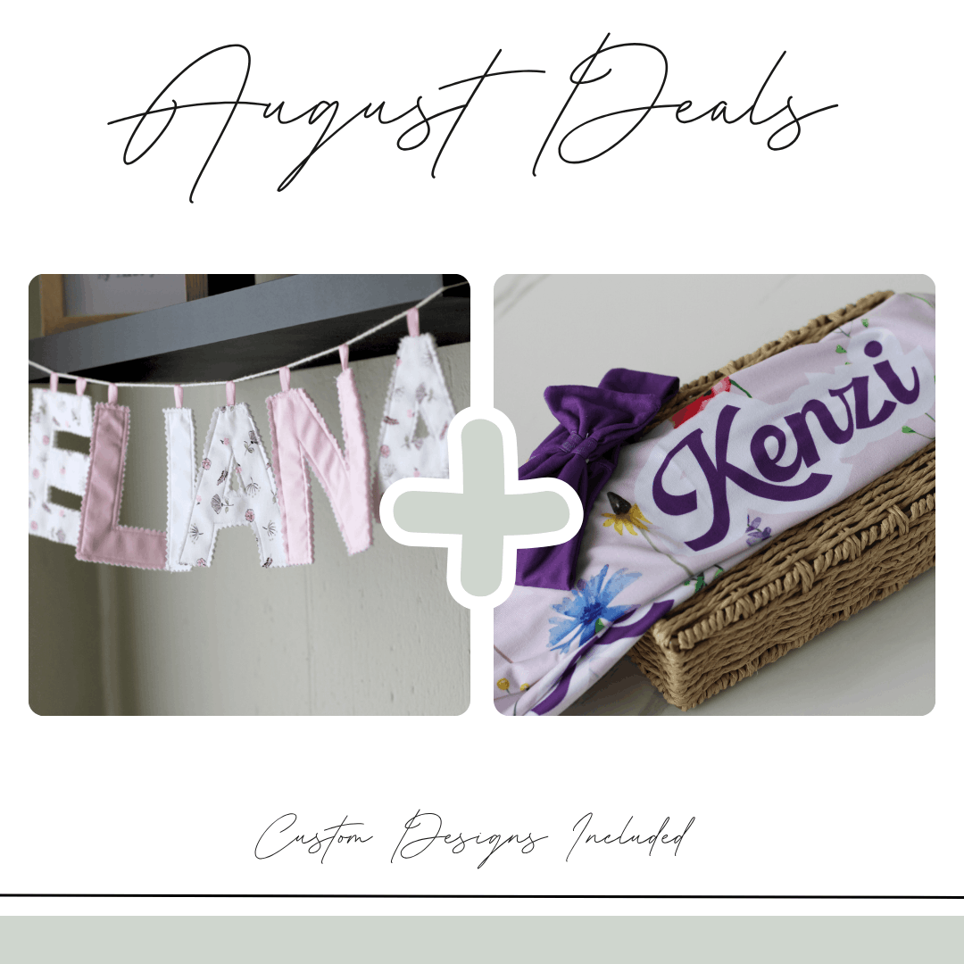 Personalised Fabric Name Banner & Swaddle Set | August Deals