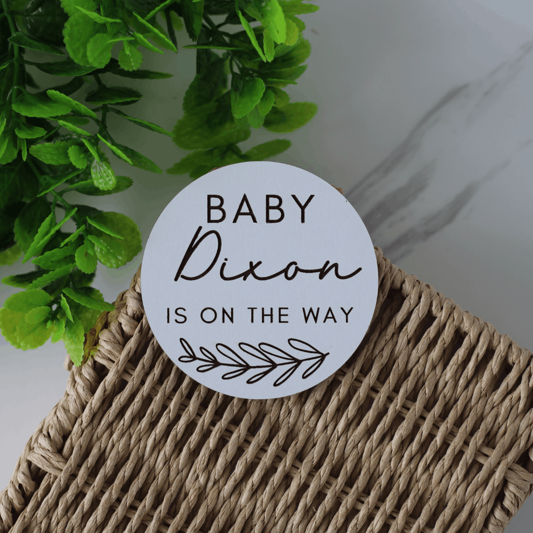 Baby Is On The Way Disc Personalised Pregnancy Announcement Disc