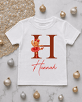 Personalised Gingerbread Initial Kids T-Shirt | Christmas