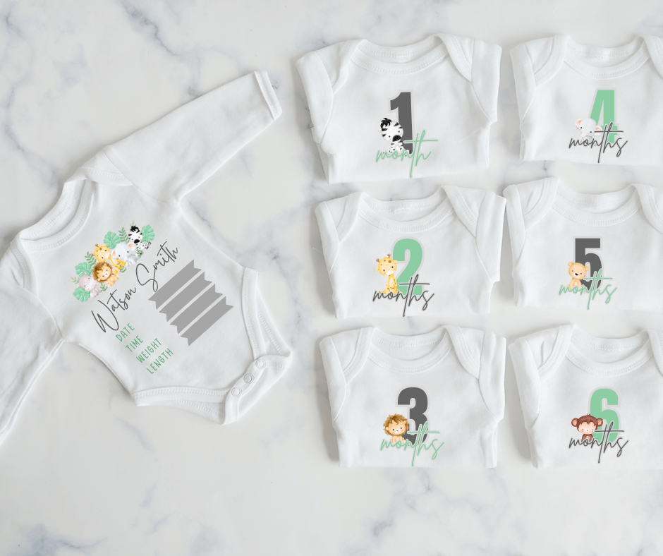 Safari Monthly Milestone Onesie Set – Little Wildflower South Africa