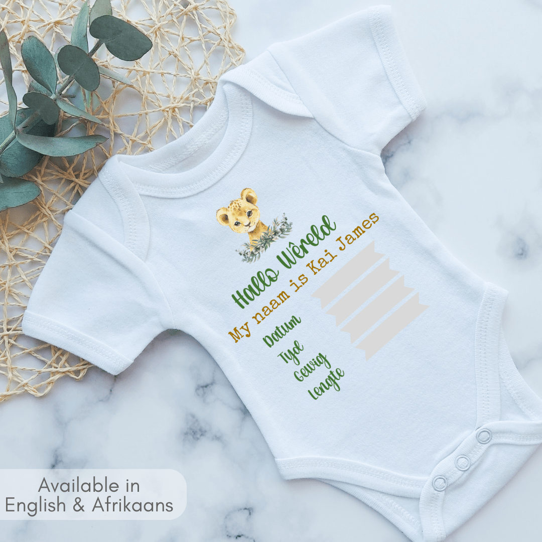 Lion Birth Announcement Onesie – Little Wildflower South Africa - Main Image