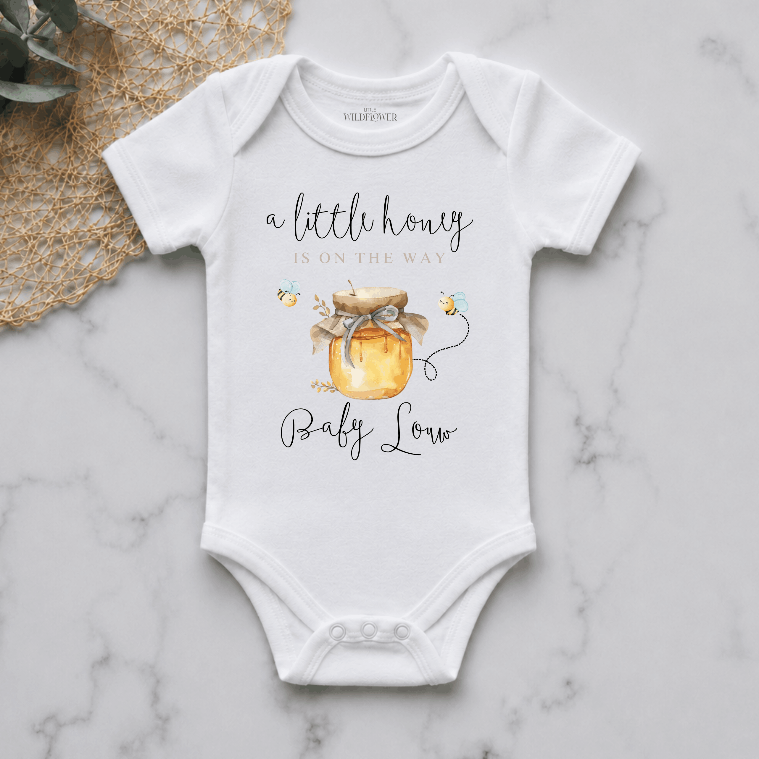 A Little Honey Is On The Way Personalised Pregnancy Announcement Onesie