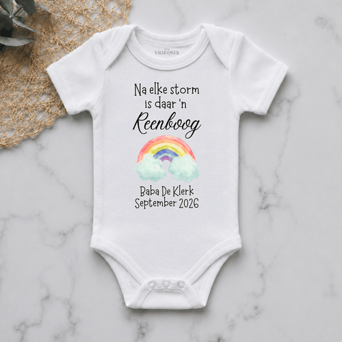 After Every Storm Comes A Rainbow Personalised Pregnancy Announcement Onesie