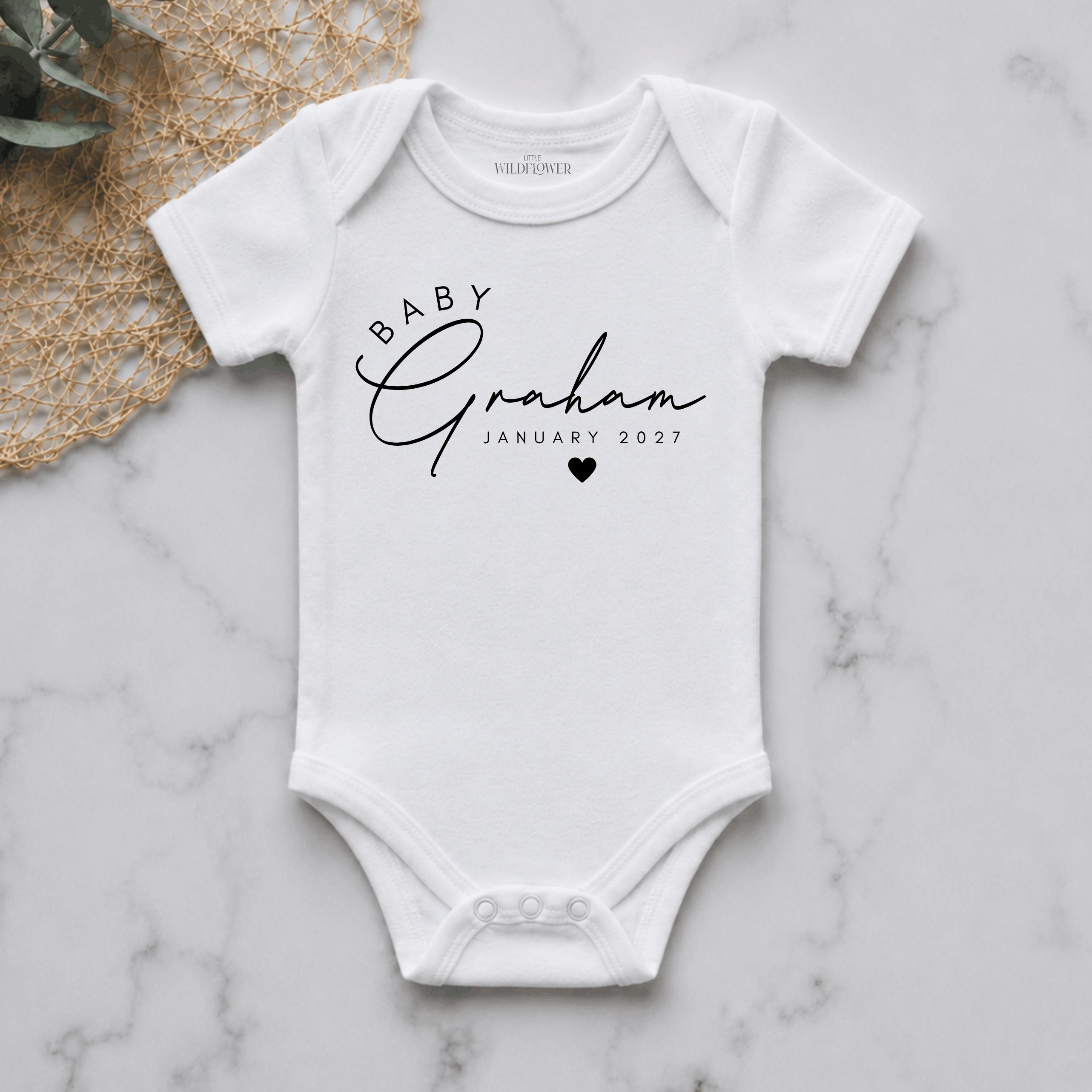 Arched Personalised Pregnancy Announcement Onesie