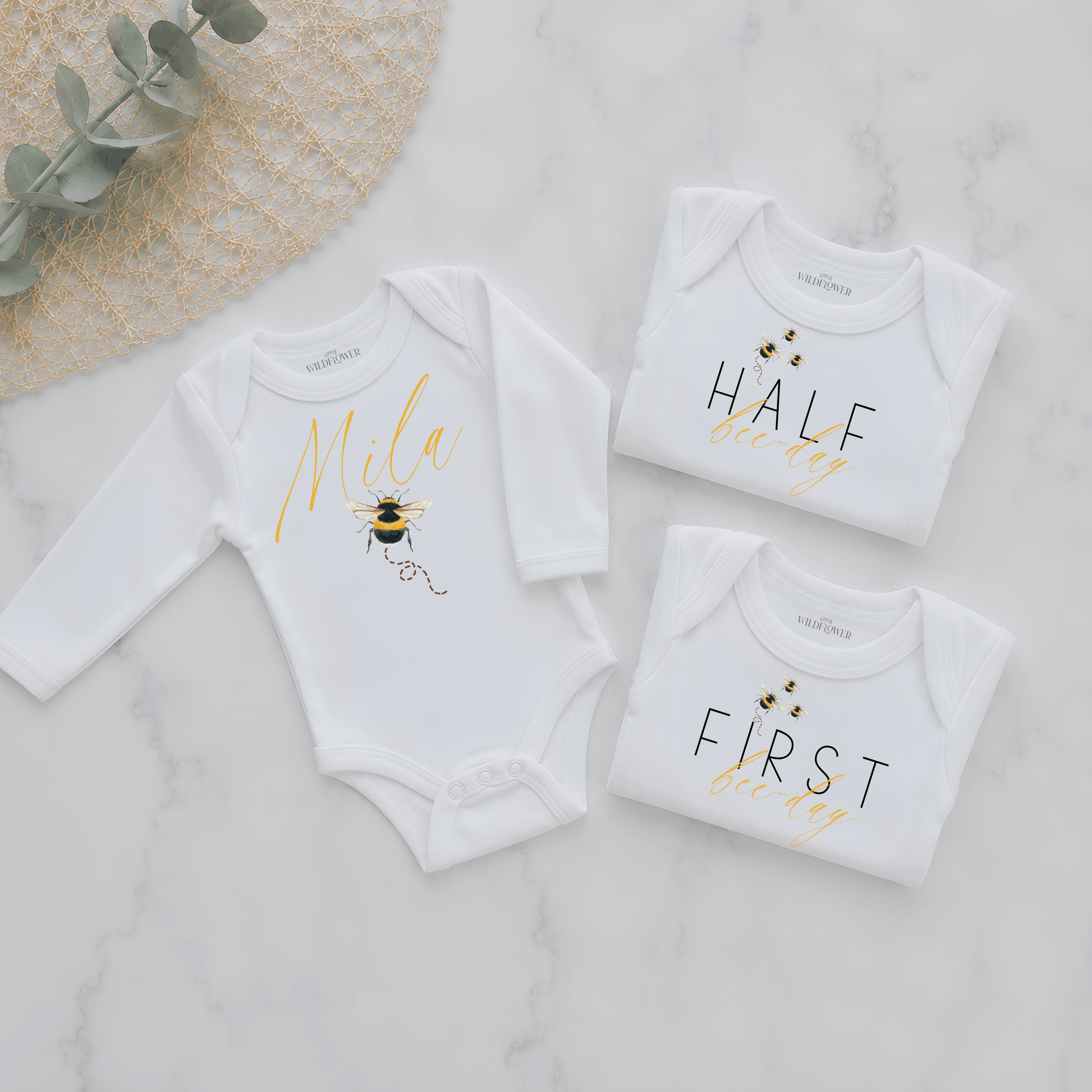 Bee Personalised Milestone Onesie Set