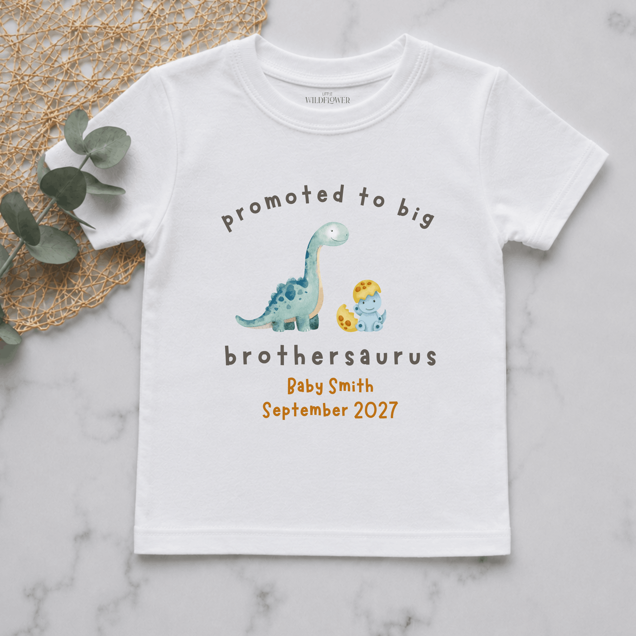 Brothersaurus Personalised Pregnancy Announcement Kids Shirt