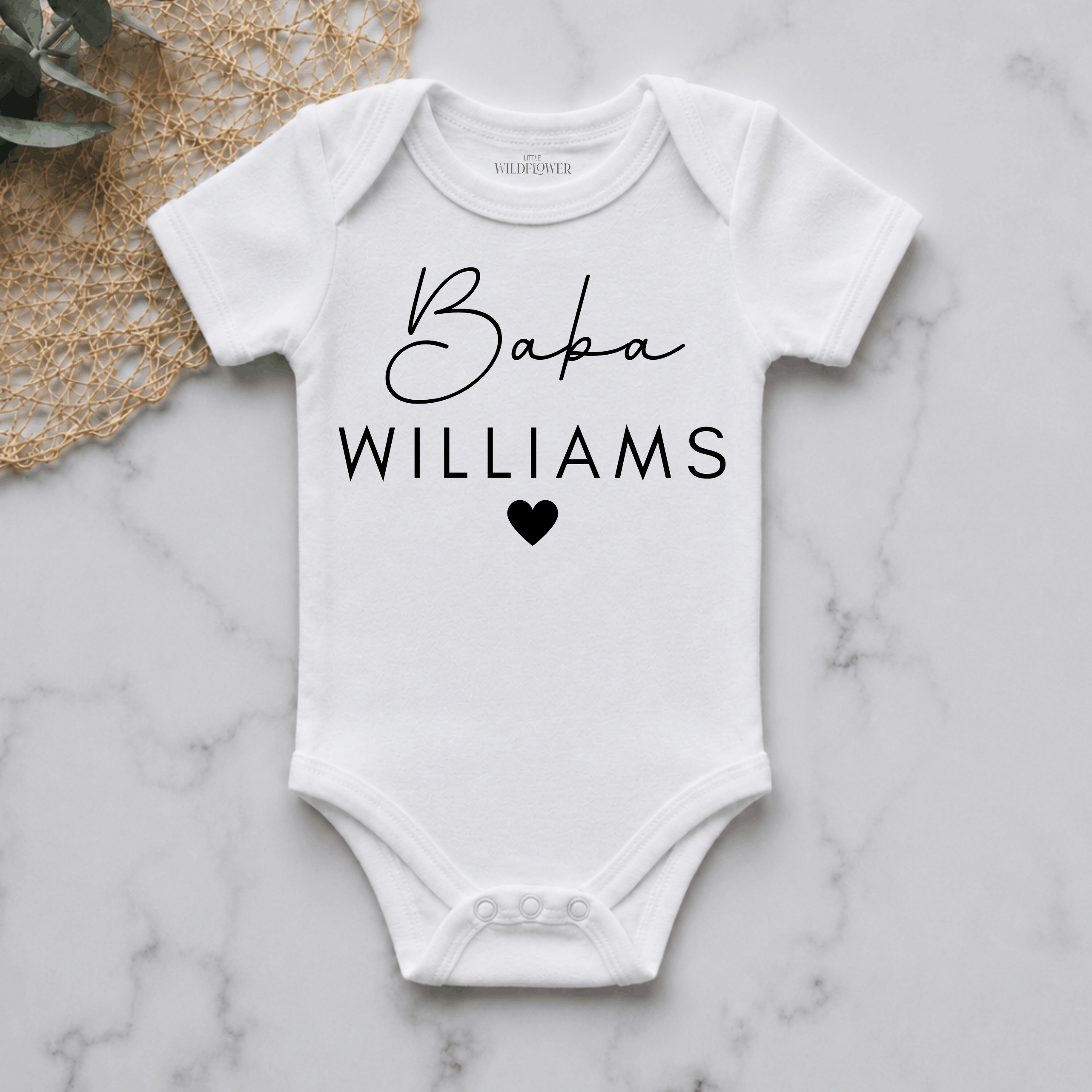 Classic Baby Surname Personalised Pregnancy Announcement Onesie