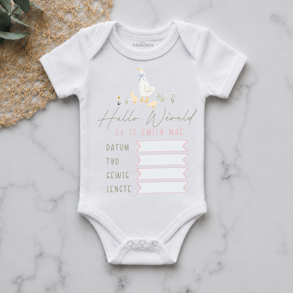 Vintage Goose Personalised Birth Announcement Onesie