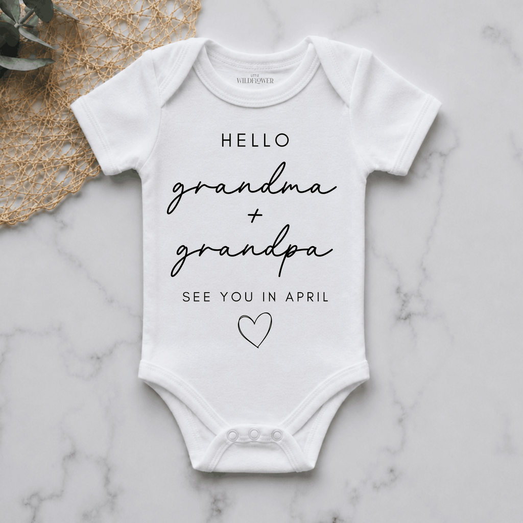 Hello Grandma & Grandpa Personalised Pregnancy Announcement Onesie