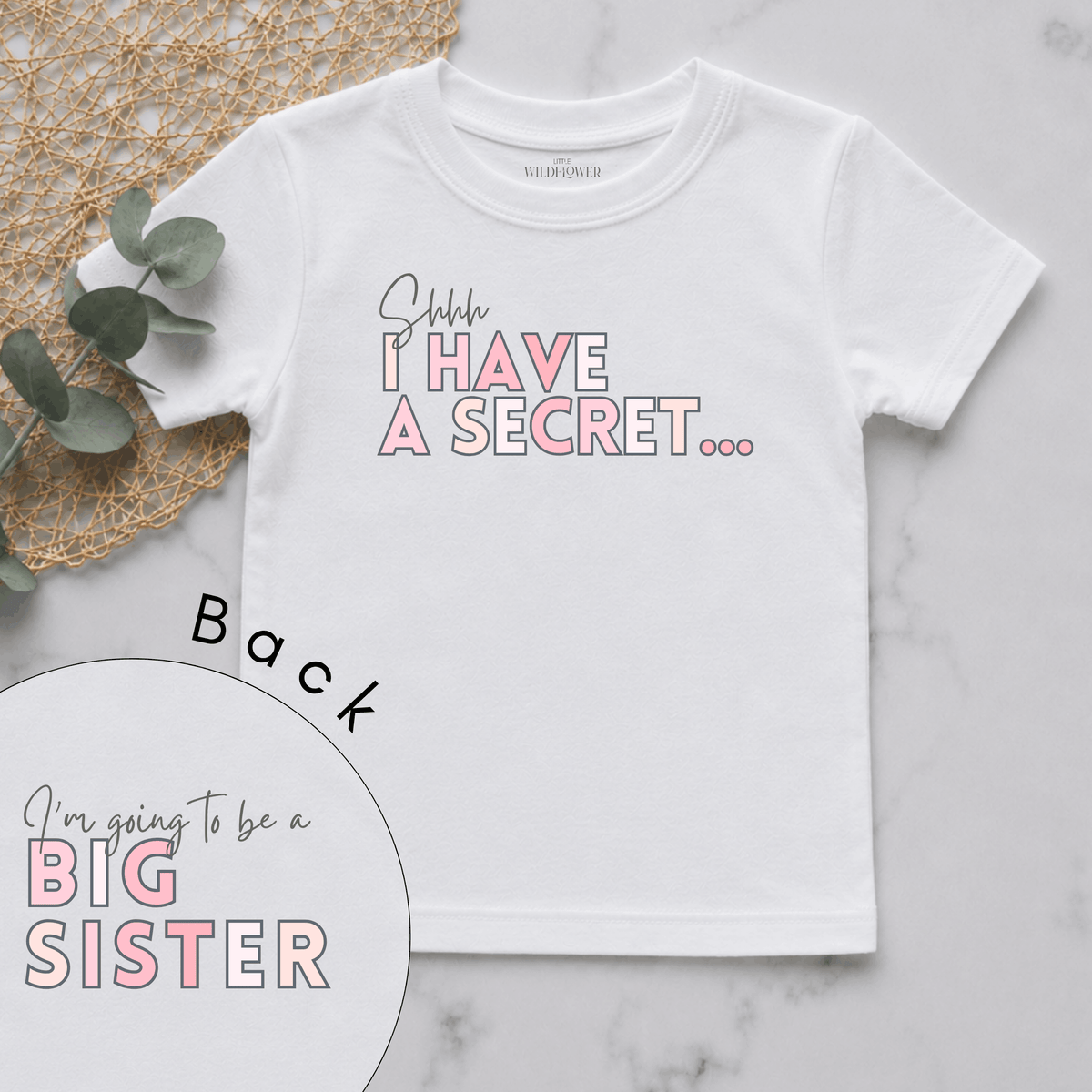 I Have A Secret Big Sister Personalised Pregnancy Announcement Kids Shirt