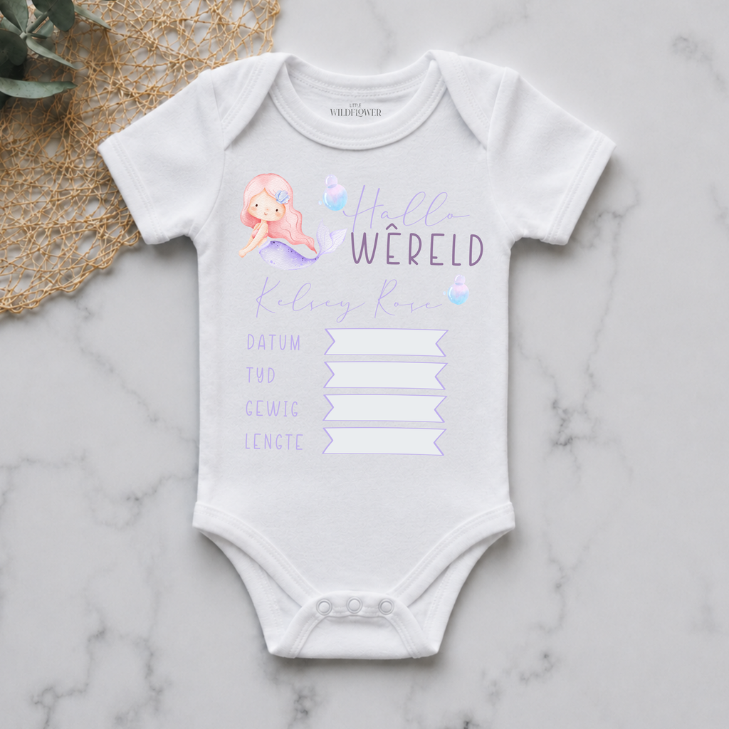 Mermaid Personalised Birth Announcement Onesie