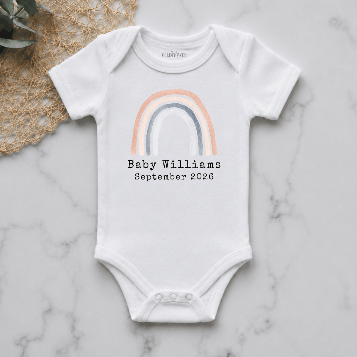 Neutral Rainbow Personalised Pregnancy Announcement Onesie