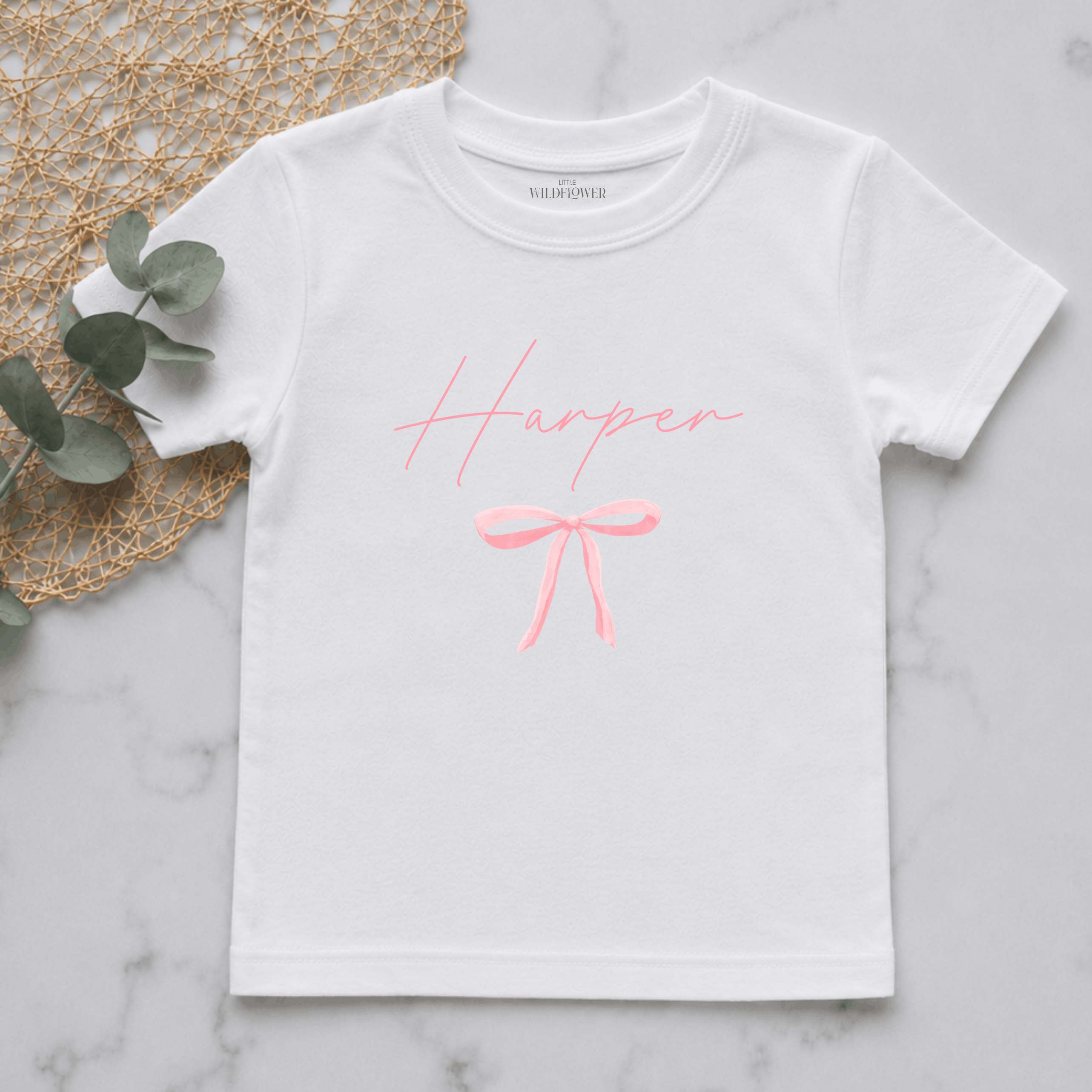 Personalised Bow Name Kids T-Shirt