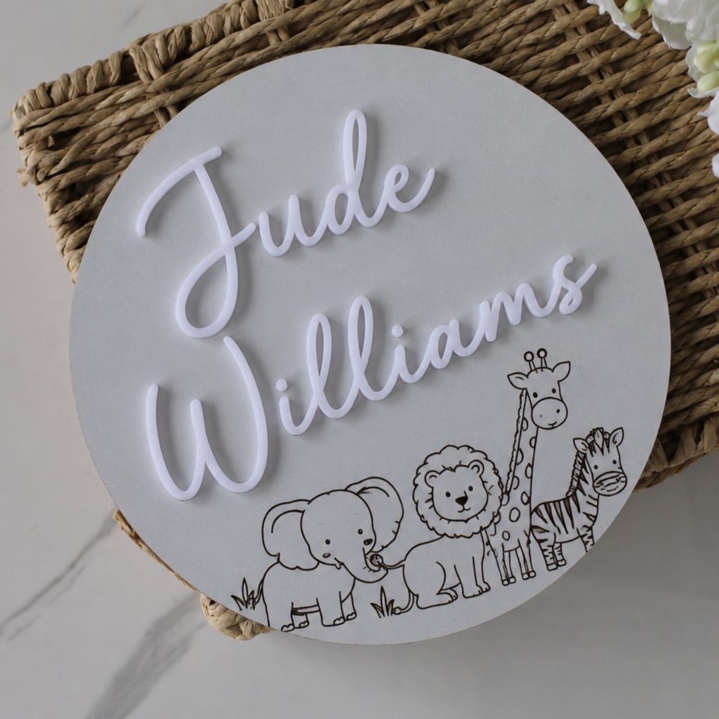 Personalised Wooden Name Announcement  Disc