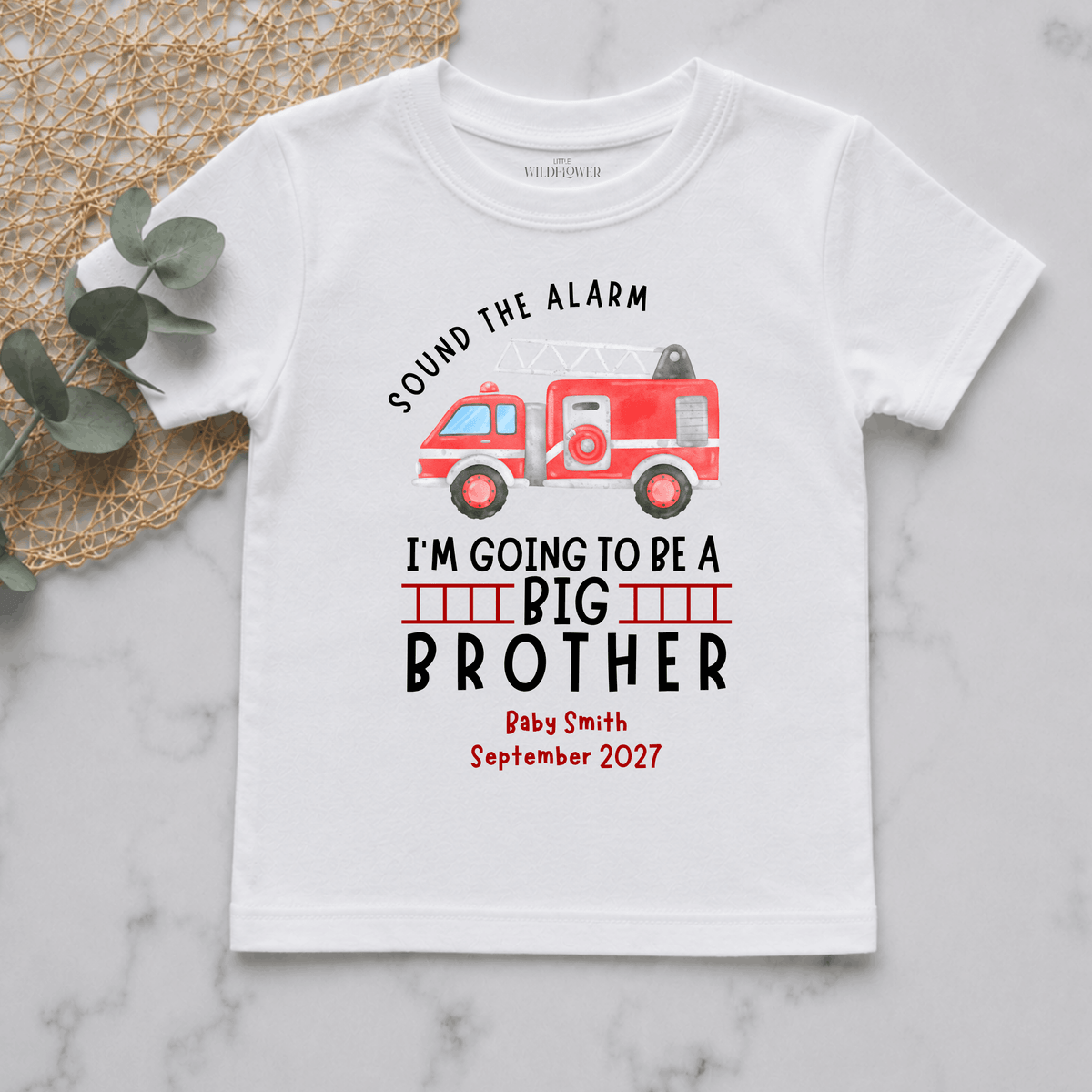 Sound The Alarm Big Brother Personalised Pregnancy Announcement Kids Shirt