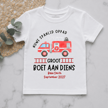 Load image into Gallery viewer, Sound The Alarm Big Brother Personalised Pregnancy Announcement Kids Shirt
