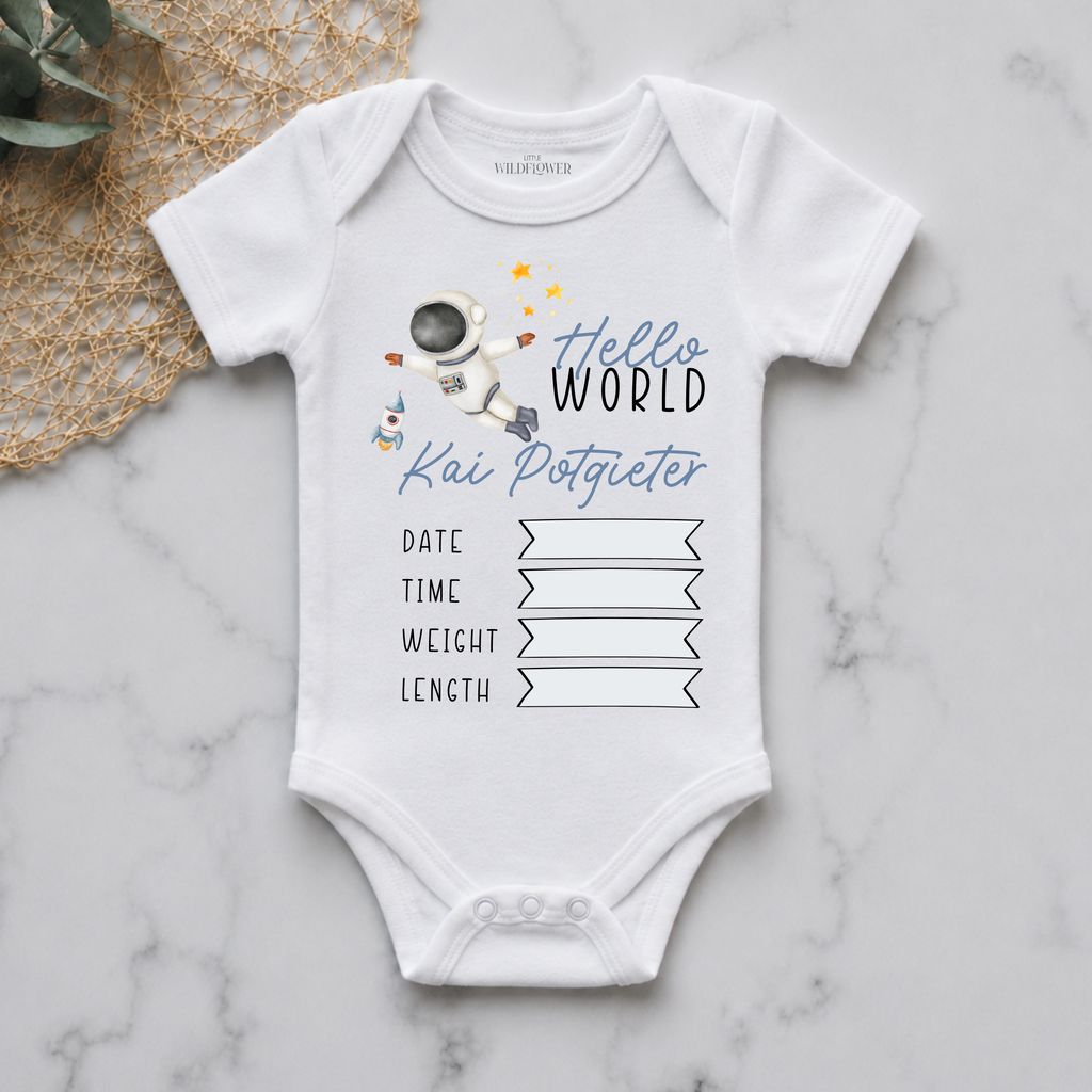 Space Personalised Birth Announcement Onesie
