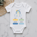 Sunny Rainbow Personalised Birth Announcement Onesie