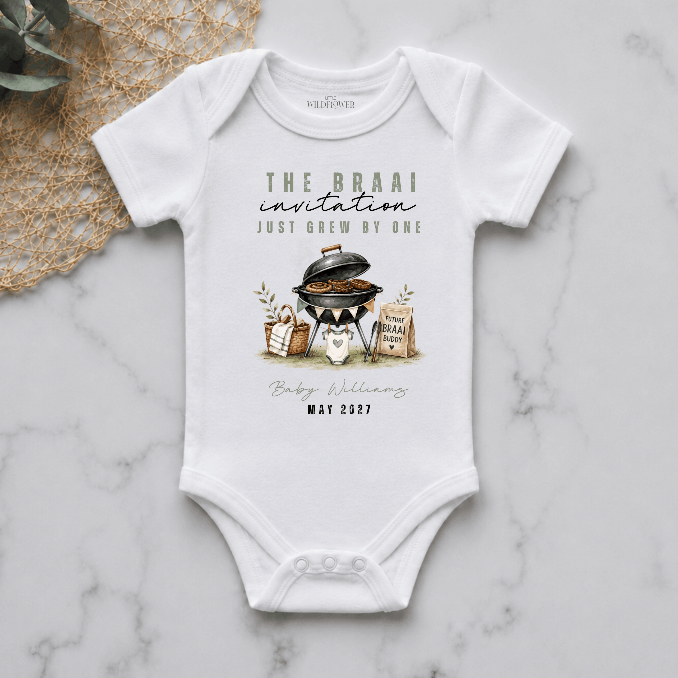 Braai Personalised Pregnancy Announcement Onesie
