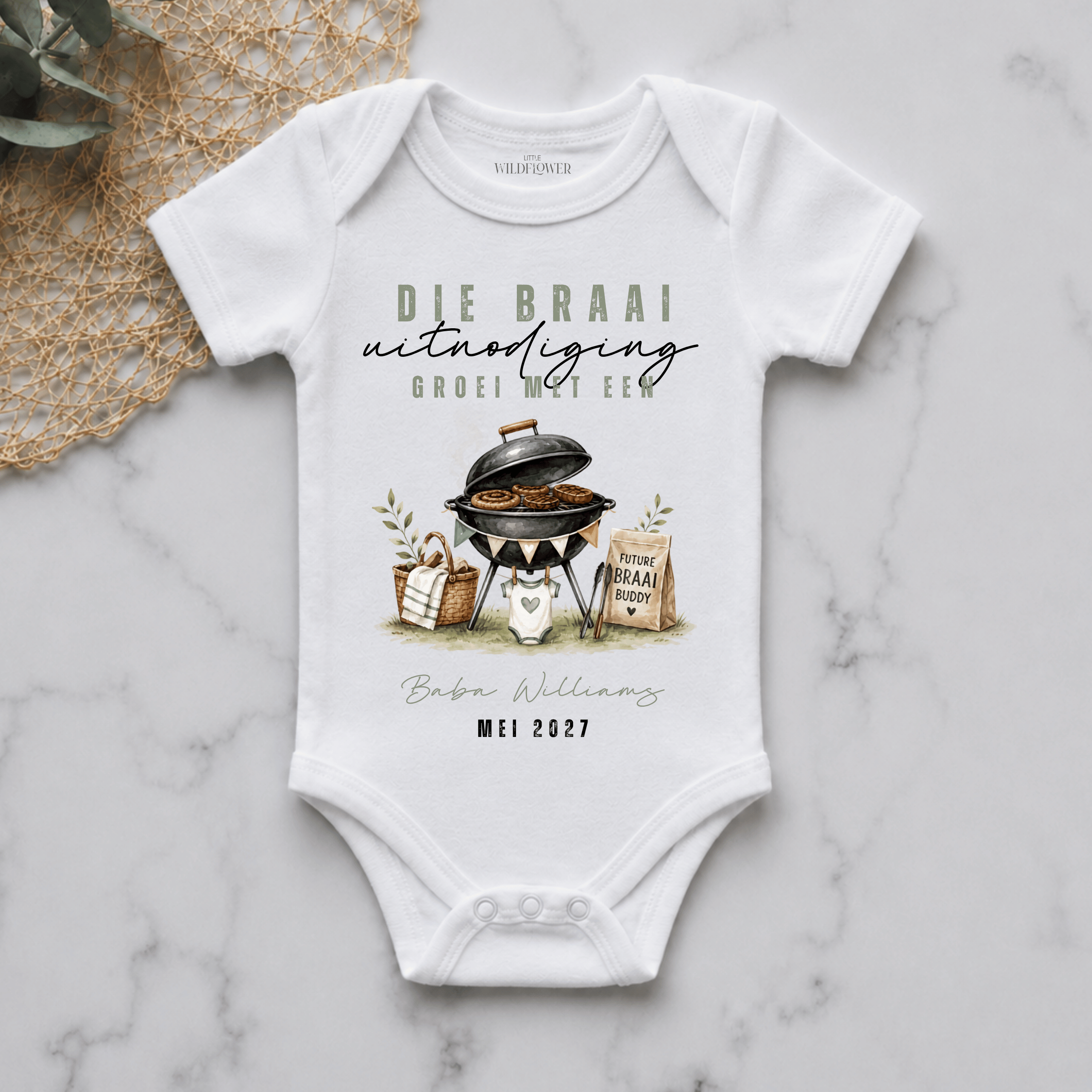 Braai Personalised Pregnancy Announcement Onesie
